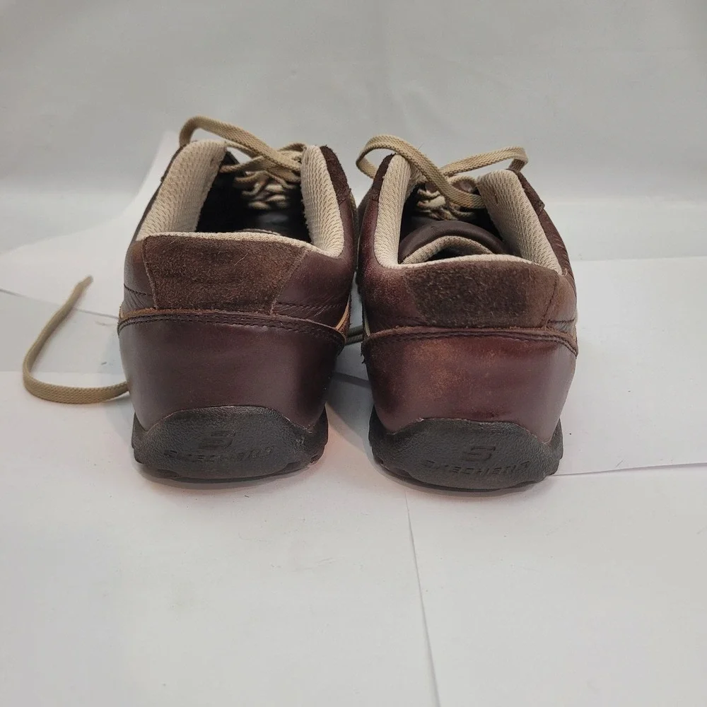 Skechers 45410 Sneakers Mens 8.5 Brown Leather Suede Low Top Lace Up Shoes